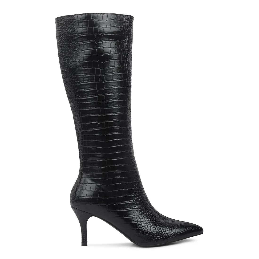 Uptown Pointed Mid Heel Calf Boots