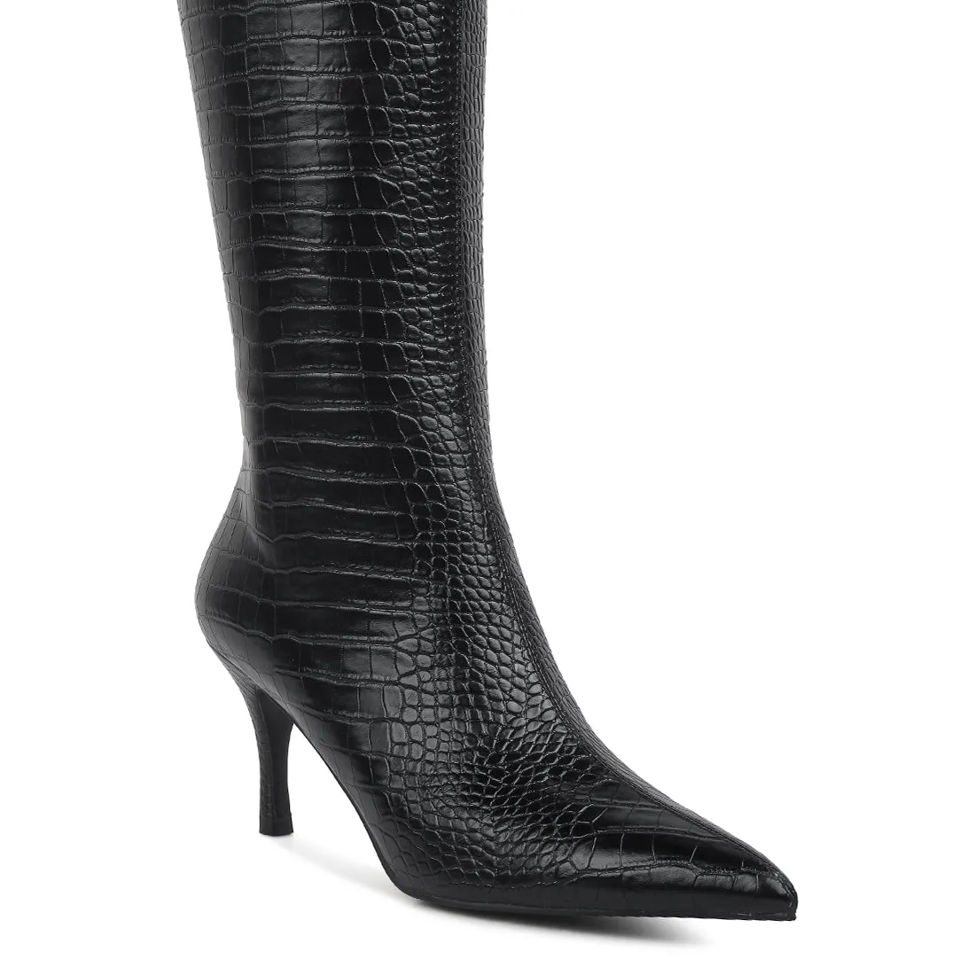 Uptown Pointed Mid Heel Calf Boots