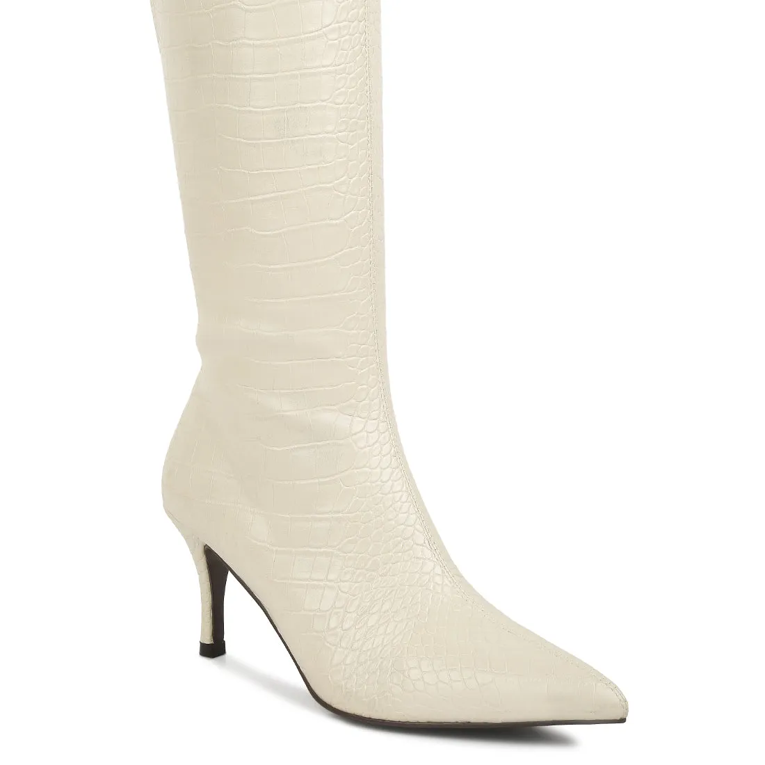 Uptown Pointed Mid Heel Calf Boots