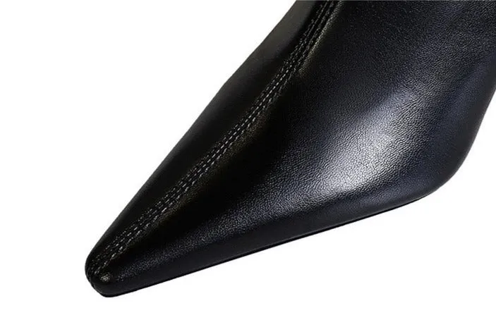 Vegan Leather Pointed Toe Ankle Boots