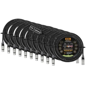 WBC-VALUELINE-2CS (22 AWG) - 10 Units - 25 Foot–Low-Capacitance Shielded Balanced Flexible Microphone, Active-Speaker & Interconnect Cables with Eminence Gold XLR Connectors