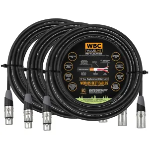 WBC-VALUELINE-2CS (22 AWG) - 3 Units - 25 Foot–Low-Capacitance Shielded Balanced Flexible Microphone, Active-Speaker & Interconnect Cables with Eminence Gold XLR Connectors