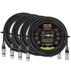 WBC-VALUELINE-2CS (22 AWG) - 4 Units - 30 Foot–Low-Capacitance Shielded Balanced Flexible Microphone, Active-Speaker & Interconnect Cables with Eminence Gold XLR Connectors