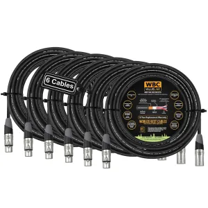 WBC-VALUELINE-2CS (22 AWG) - 6 Units - 50 Foot–Low-Capacitance Shielded Balanced Flexible Microphone, Active-Speaker & Interconnect Cables with Eminence Gold XLR Connectors
