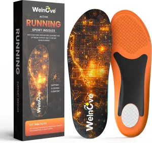 Welnove Performance Running Insoles for Men & Women - Shock Absorption Athletic Shoe Inserts with Low Arch Support, Reduce Muscle Fatigue, Prevent Injuries & Boost Speed - Sneaker Inserts - XS