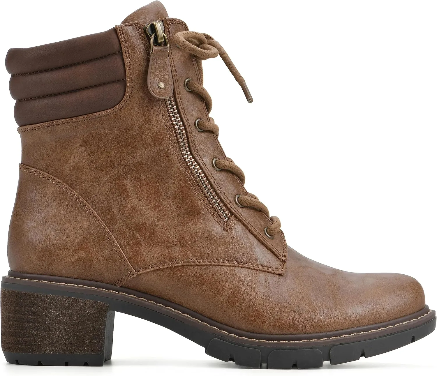 WHITE MOUNTAIN Women's Shoes Crazies Block Heel Combat Boot