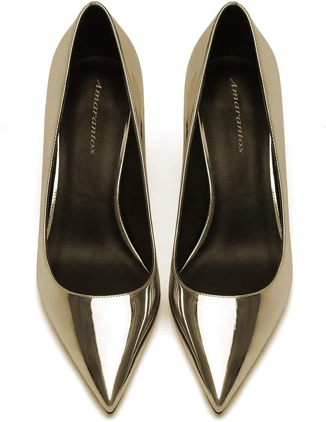 Women Fashion Pointed Toe Slip On Comfort Basic Kitten Heel Pumps Shoes