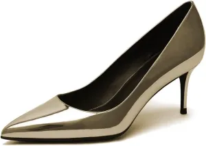 Women Fashion Pointed Toe Slip On Comfort Basic Kitten Heel Pumps Shoes