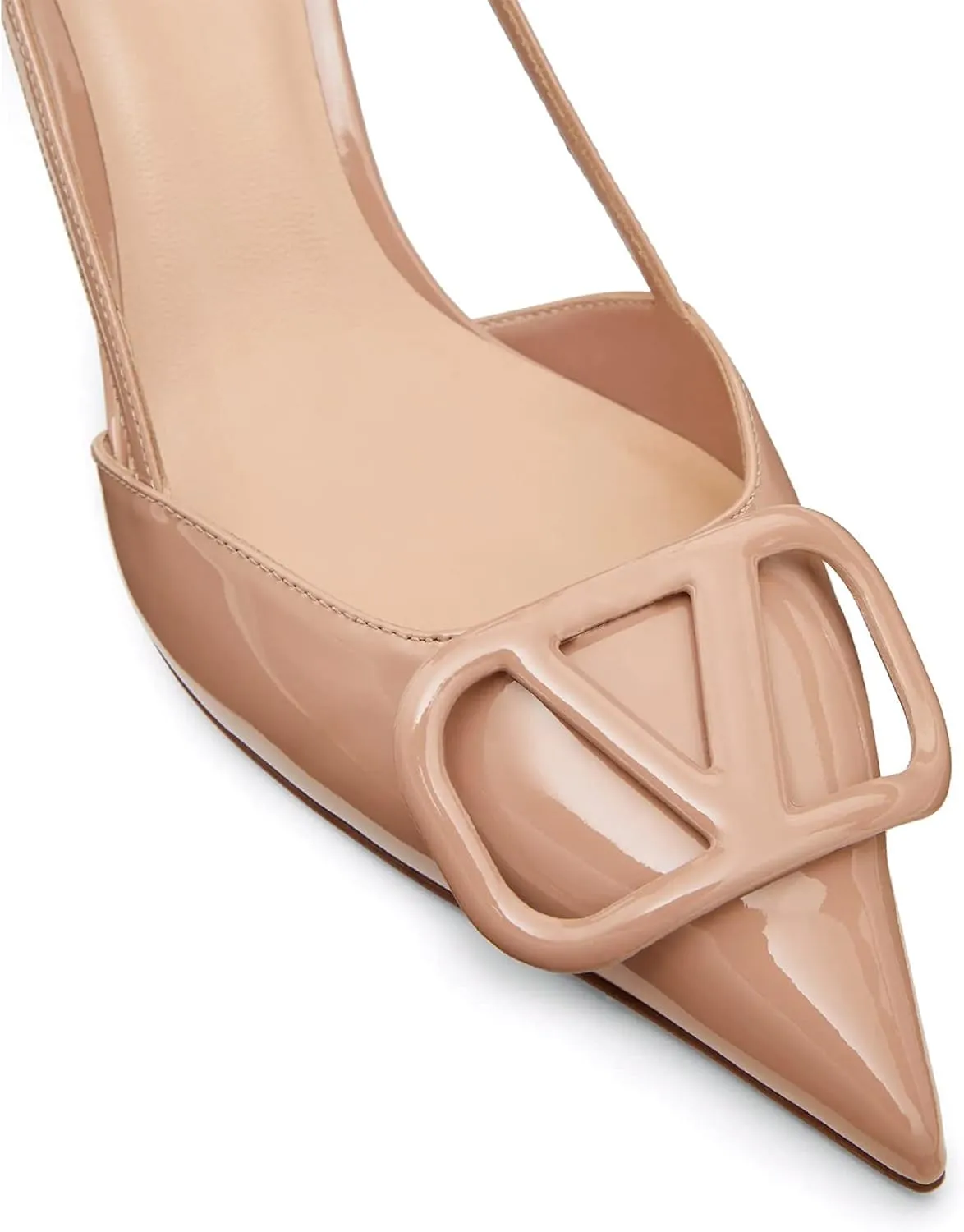 Women Heeled Slingback Sandals Closed Pointed Toe Stiletto High Heels Patent Leather Pumps Slip-On Backless Evening Prom Party Dress Shoes