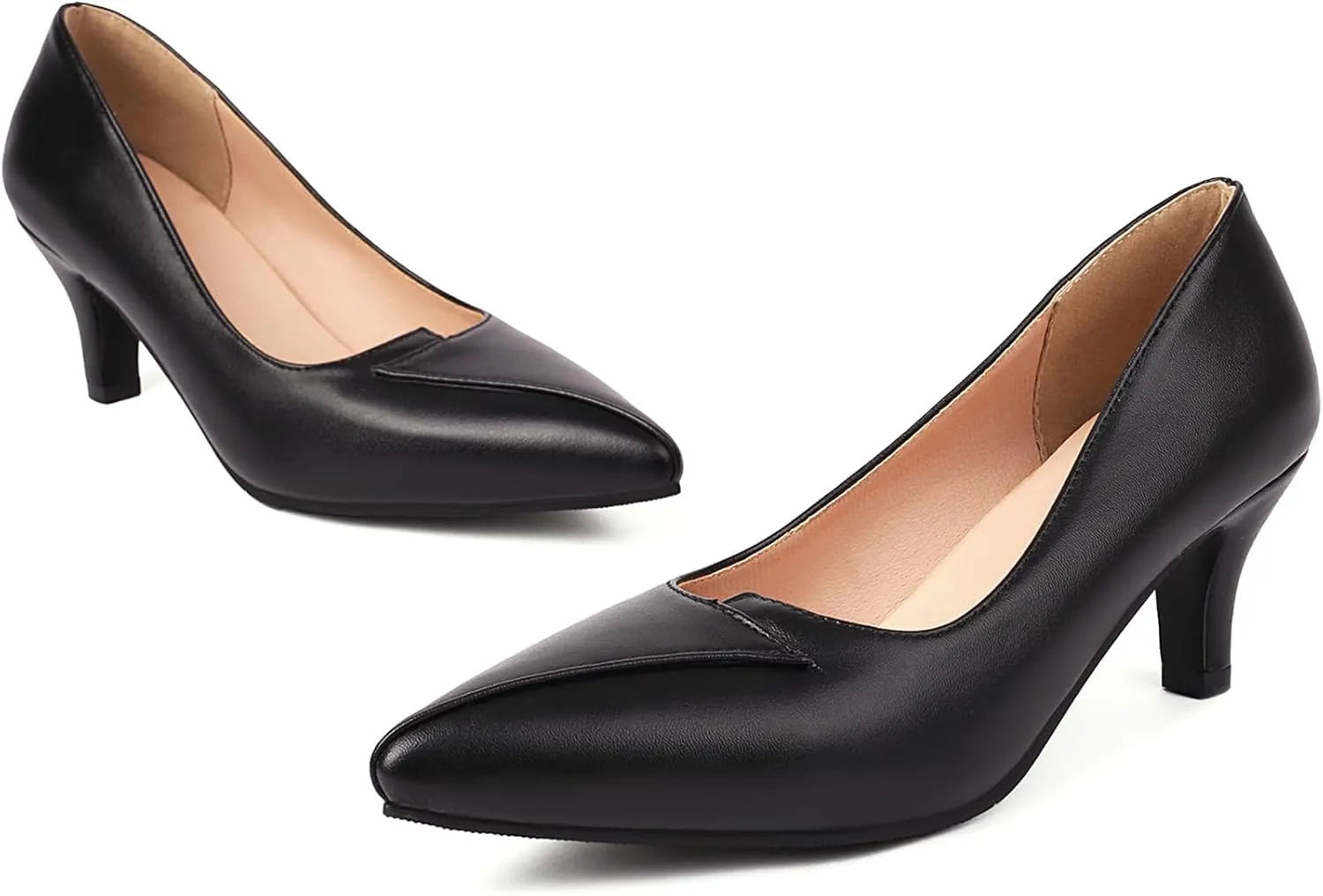 Women Work Mid Kitten Heel Slip On Pointed Toe Pumps