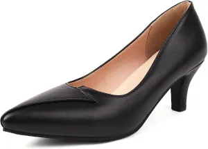 Women Work Mid Kitten Heel Slip On Pointed Toe Pumps
