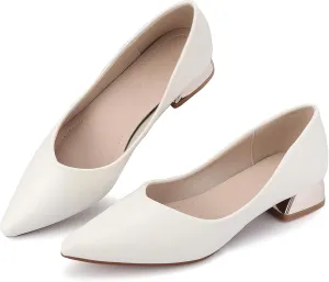 Women's Chunky Closed Toe Low Block Heels Work Pumps Comfortable Dress Wedding Shoes for Party Office