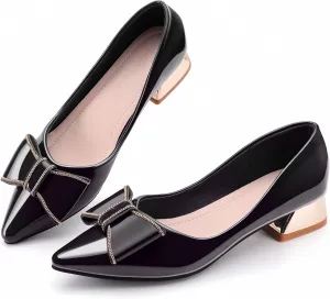 Women's Chunky Closed Toe Low Block Heels Work Pumps Comfortable Dress Wedding Shoes for Party Office