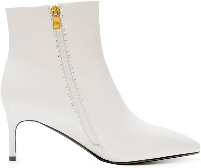 Women's Classic Pointed Toe Heels Leather Ankle Boots