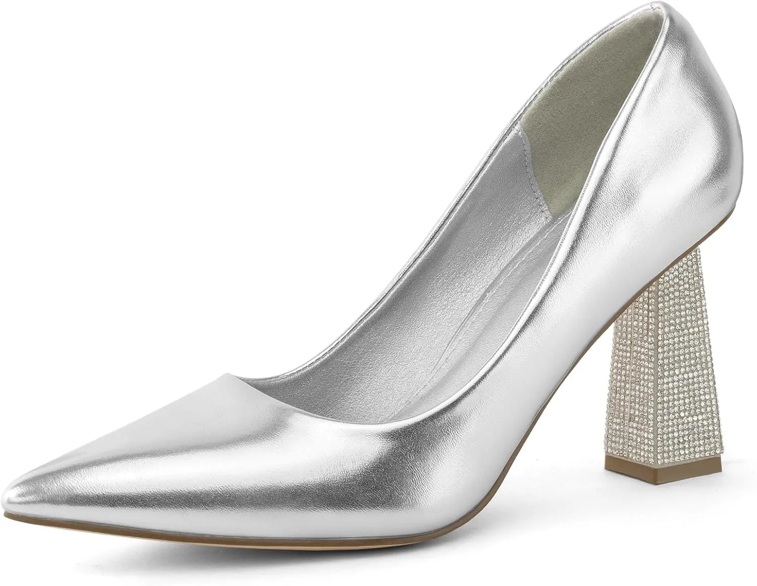 Women's Closed Pointed Toe Pumps Chunky Block High Heel Dress Office Party Wedding Shoes for Women