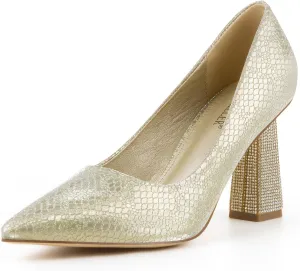 Women's Closed Pointed Toe Pumps Chunky Block High Heel Dress Office Party Wedding Shoes for Women