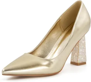 Women's Closed Pointed Toe Pumps Chunky Block High Heel Dress Office Party Wedding Shoes for Women