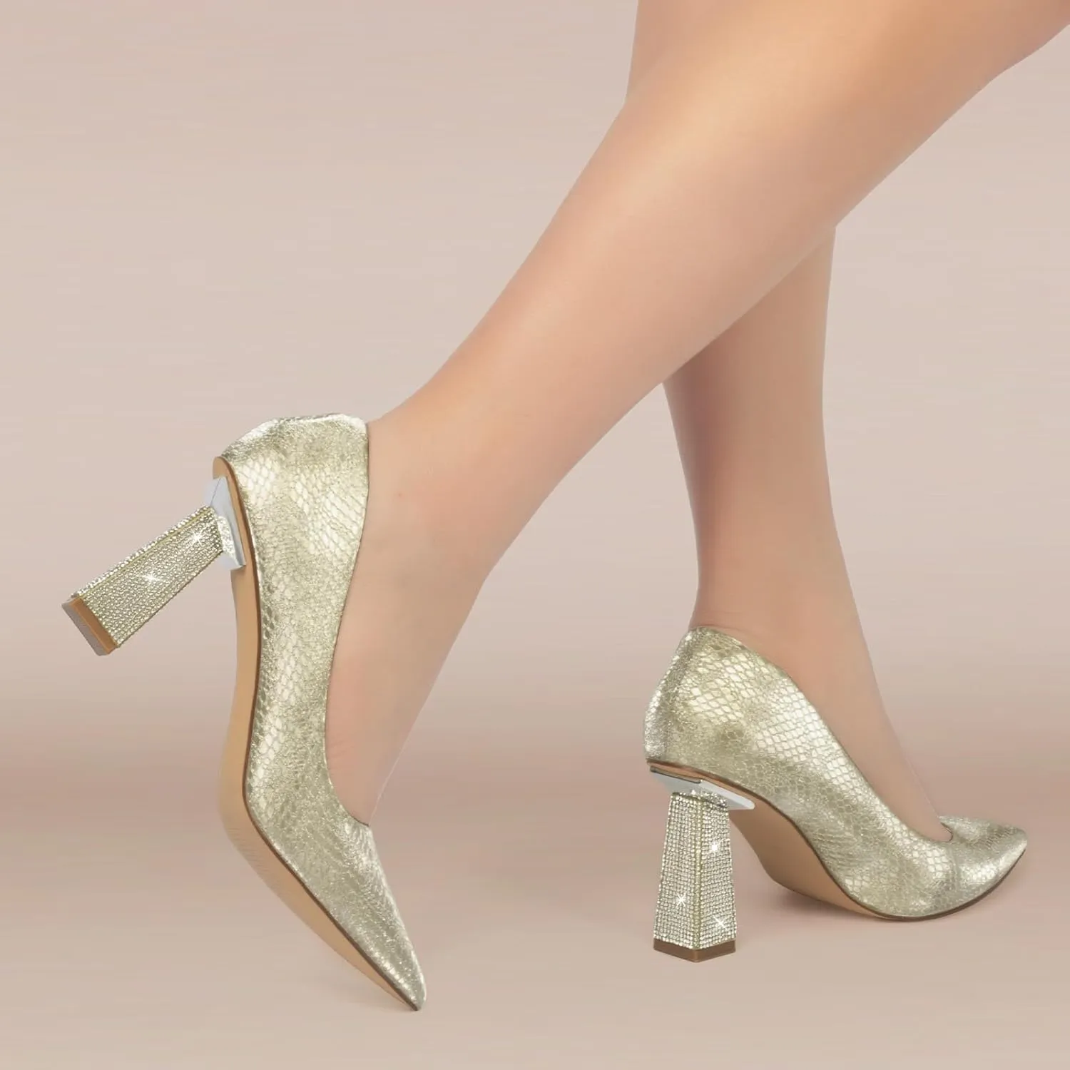 Women's Closed Pointed Toe Pumps Chunky Block High Heel Dress Office Party Wedding Shoes for Women