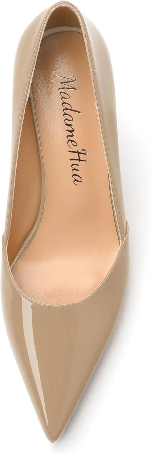 Women's Closed Toe High Stiletto Heels Dress Pointed Toe Daily Patent Pumps Shoes