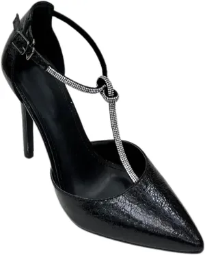 Women's Closed Toe Spaghetti Strap Ankle Strap Pumps Rhinestone Striped Heeled High Heeled Sandals