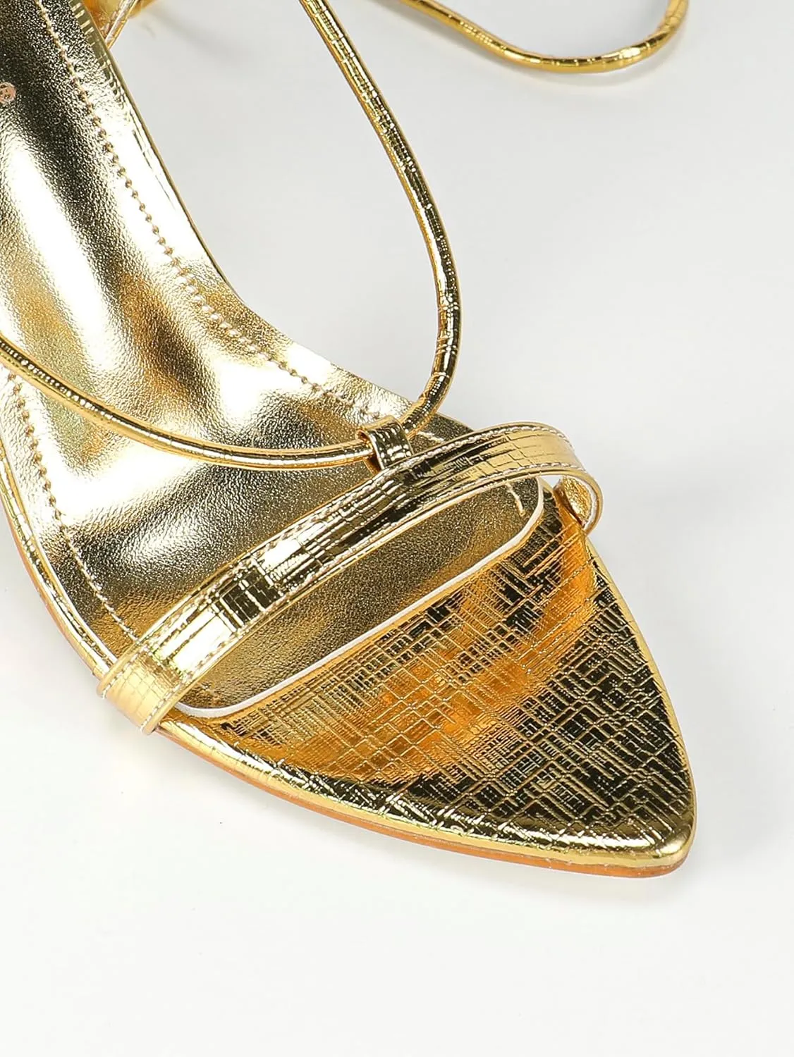 Women's Gold Metallic High Heel Sandals – Crisscross Strap Block Heels – Empress-Worthy Evening Shoes (Sizes 6-10.5)