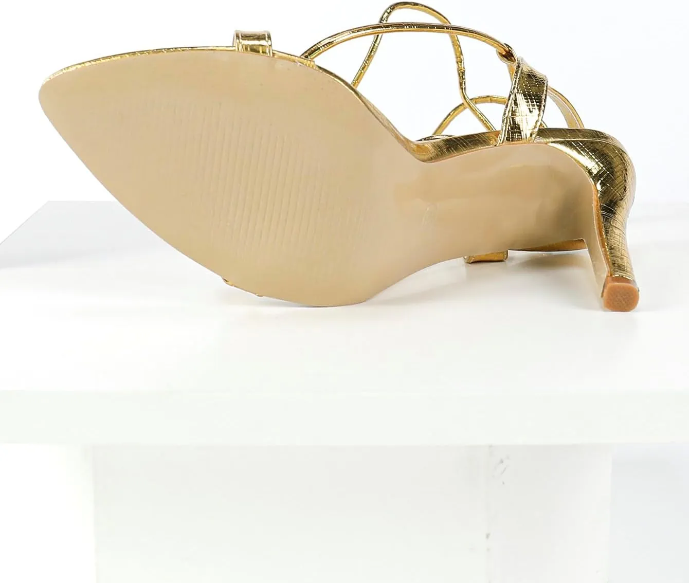 Women's Gold Metallic High Heel Sandals – Crisscross Strap Block Heels – Empress-Worthy Evening Shoes (Sizes 6-10.5)