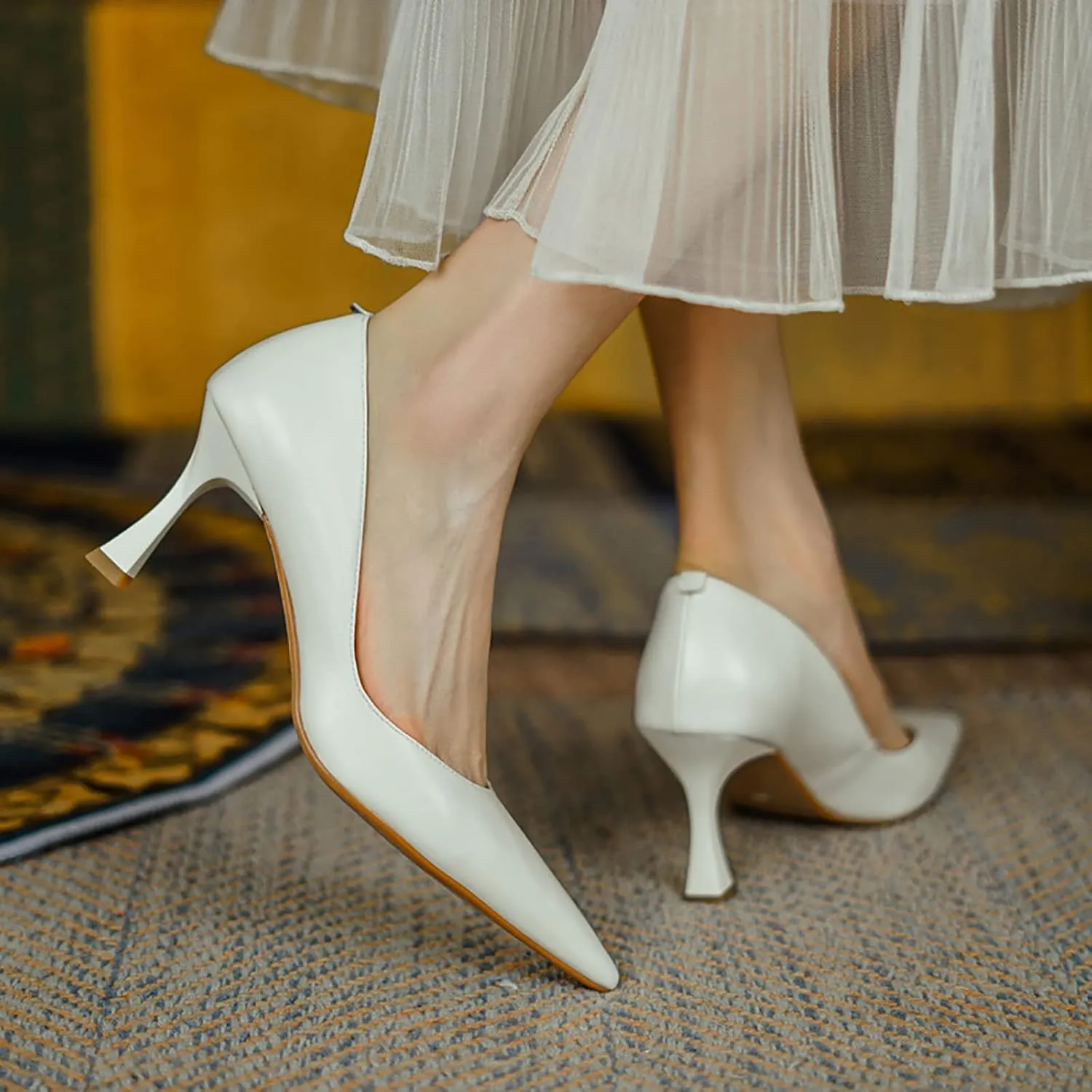 Women’s Heels Stiletto Slip Pointed Toe High Heel Dress Shoes Comfortable Pumps for Office, Business, Casual, Party, Wedding
