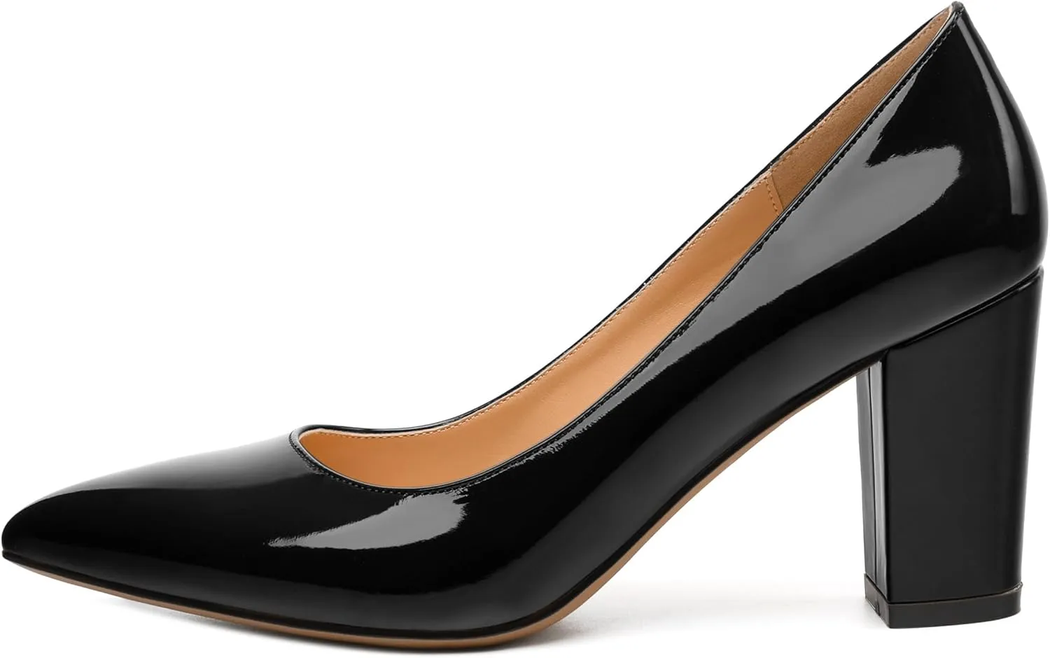 Womens High Heel Pumps, Pointed Toe Chunky Heel Pumps for Women, Daily Dress Shoes for Workplace 3.3"