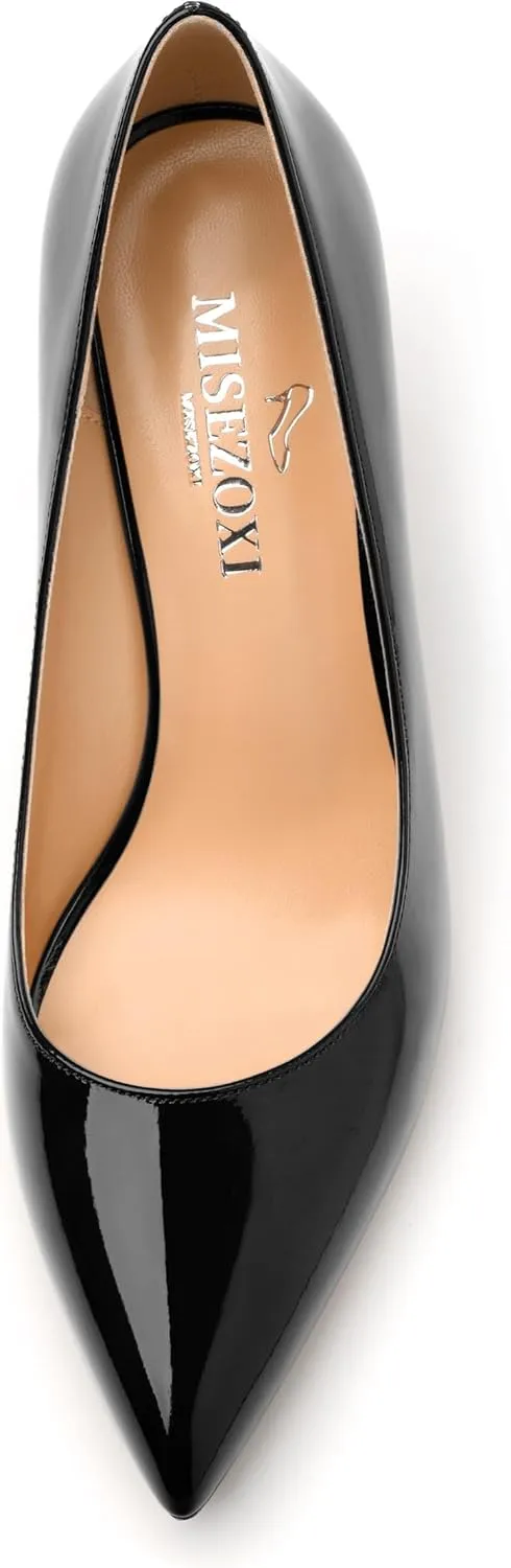 Womens High Heel Pumps, Pointed Toe Chunky Heel Pumps for Women, Daily Dress Shoes for Workplace 3.3"
