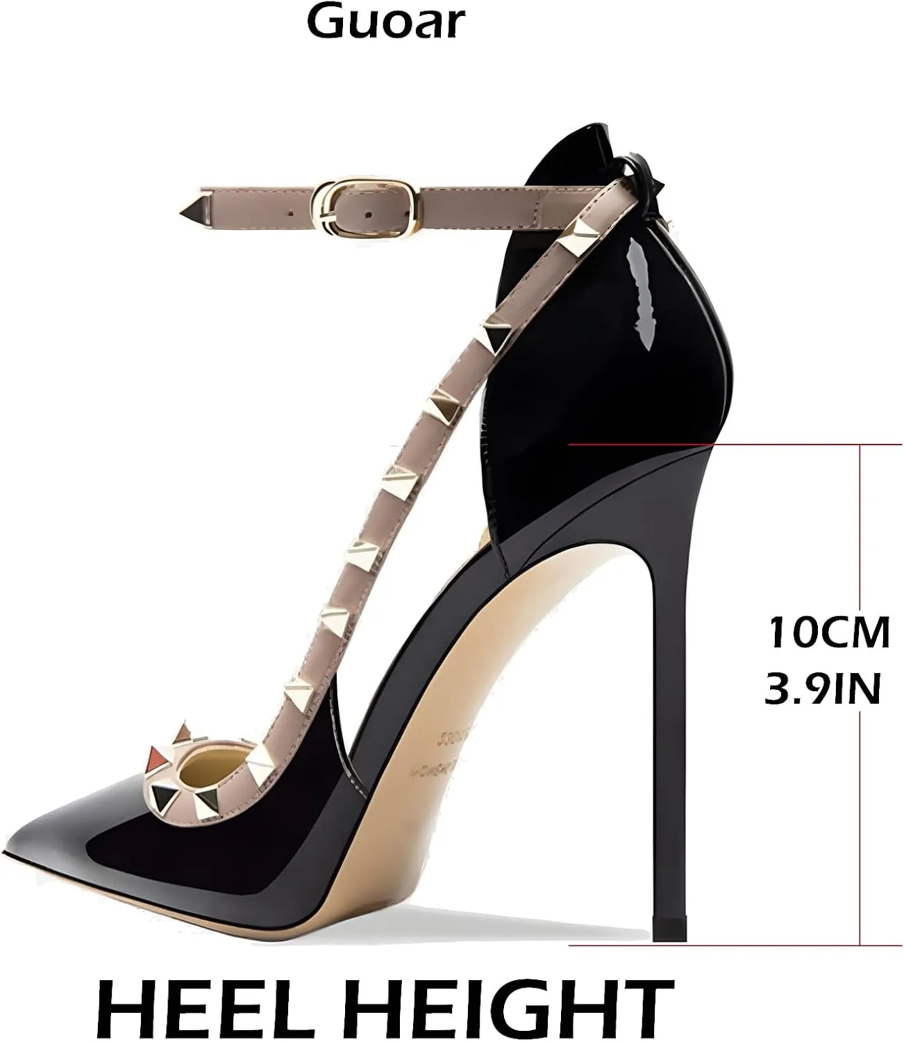 Women's Pointed 3.9 Inch Ankle Strap High Heels Hollow Pumps Wedding Party Dance Dinner Shoes