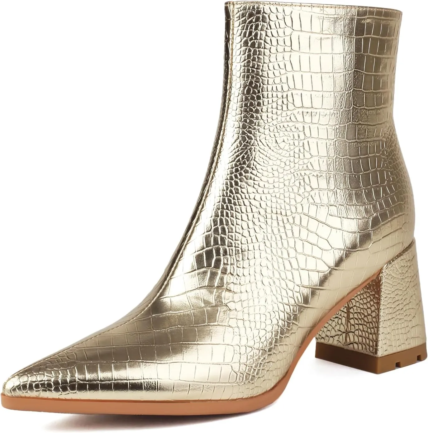 Women's Pointed Toe Boots Block Chunky Heel Ankle Booties