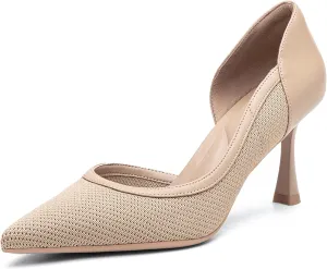 Women's Pointed Toe Kitten Heel Pumps - 2.9 Inch Low Closed Toe Dress Shoes for Wedding, Party, Comfortable Work Pumps