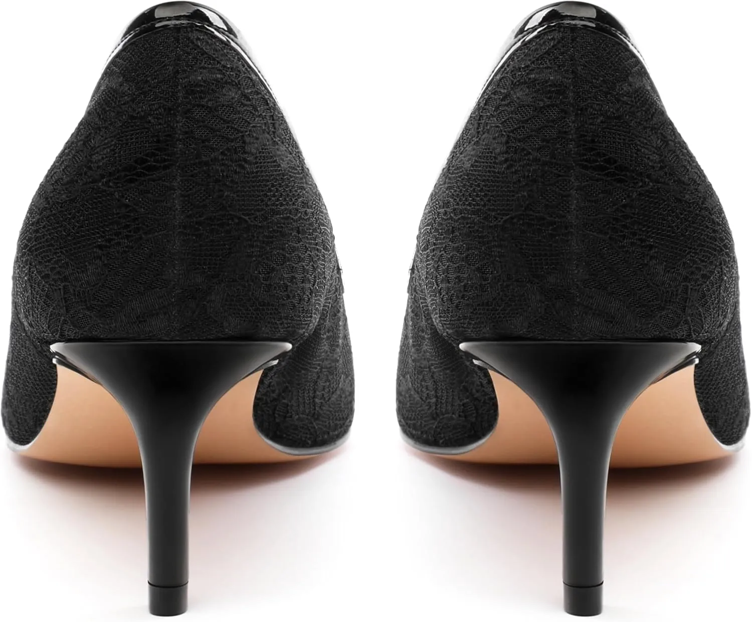 Women's Pumps, Pointed Closed Toe Black Gold Kitten Heels for Women, Comfortable 2 Inch Mid Heel Women's Dress Shoes