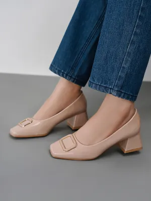 Women's "AWILDA" Square Toe Block Heel Courts