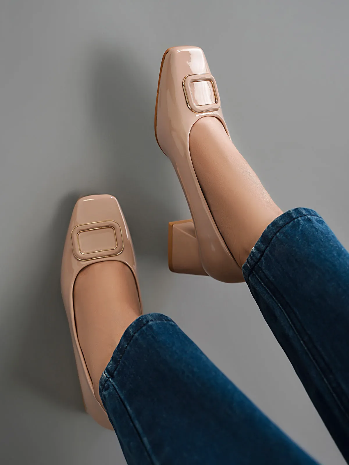 Women's "AWILDA" Square Toe Block Heel Courts