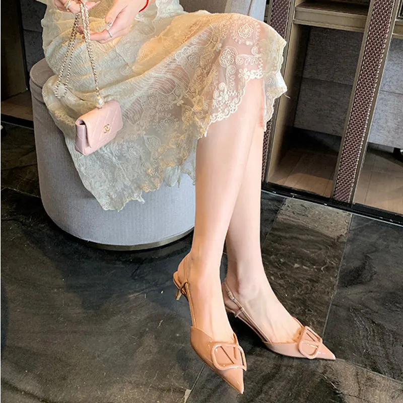 Women's Retro Pointed Toe Slingback Closed For Heels