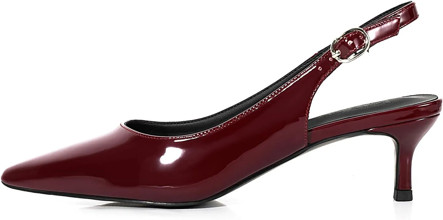 Women's Slingback Kitten Heels 2 inch Low Heel Pointed Closed Toe Pumps Shoes