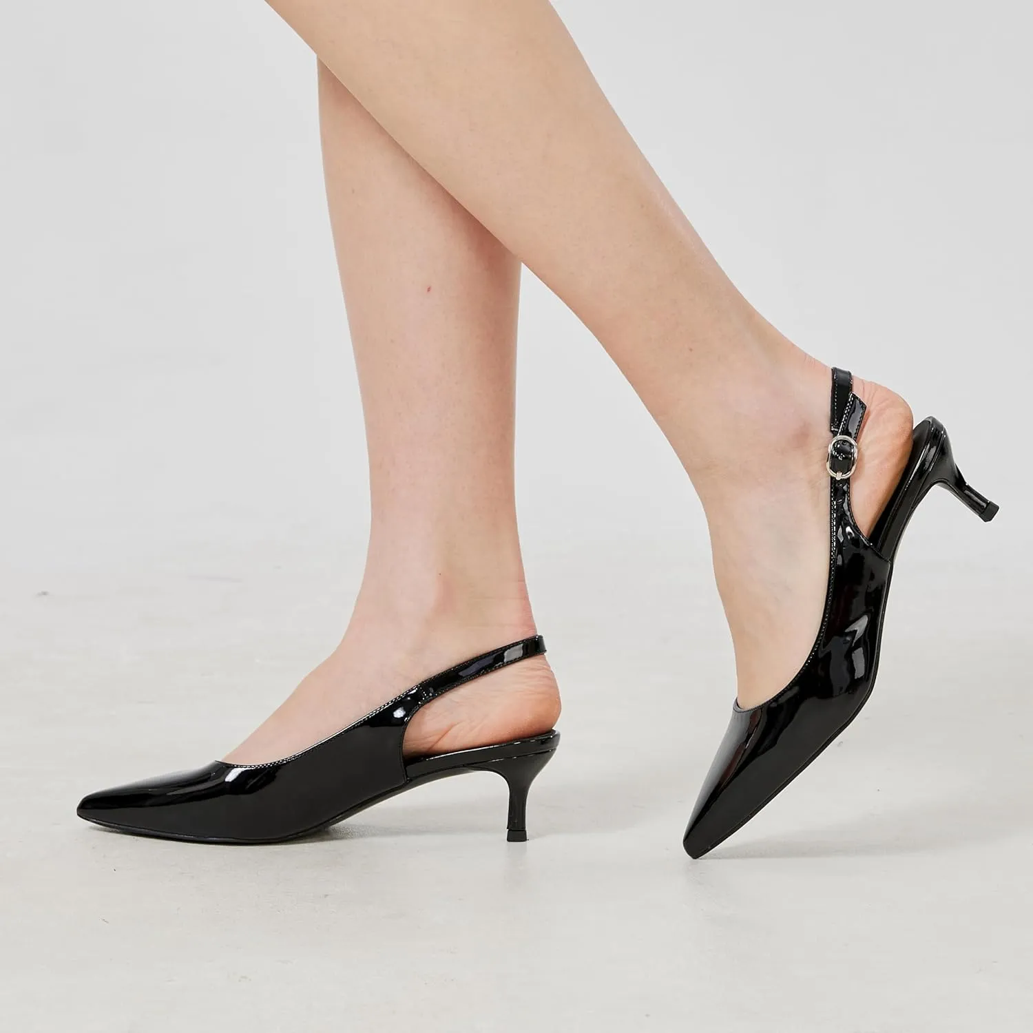 Women's Slingback Kitten Heels 2 inch Low Heel Pointed Closed Toe Pumps Shoes