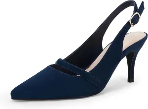 Women's Slingback Kitten Heels Pumps Pointed Toe Backless Stiletto Dress Shoes