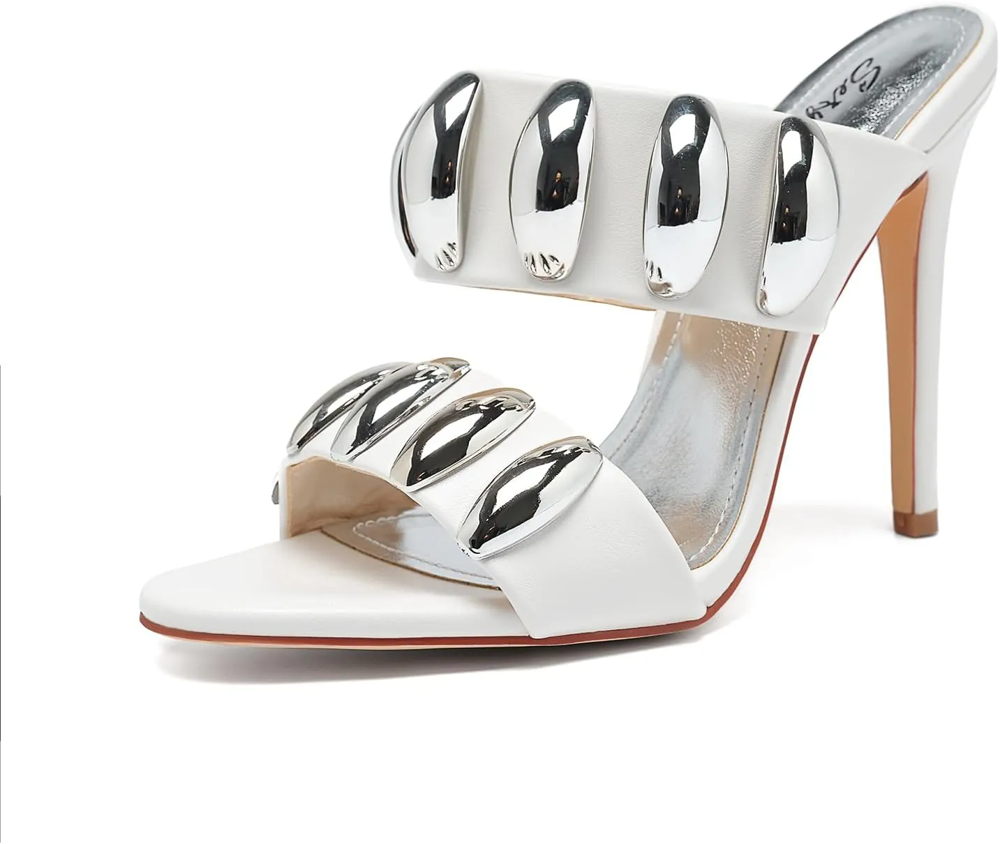 Womens Stiletto Heel Sandals Jeweled Pointed Open-Toe Dressy Weddings Parties Nightclub Shoes