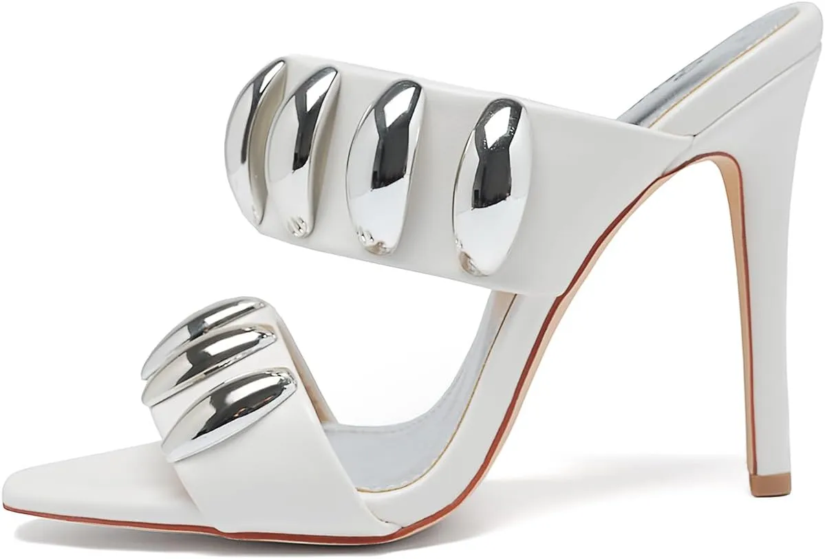 Womens Stiletto Heel Sandals Jeweled Pointed Open-Toe Dressy Weddings Parties Nightclub Shoes