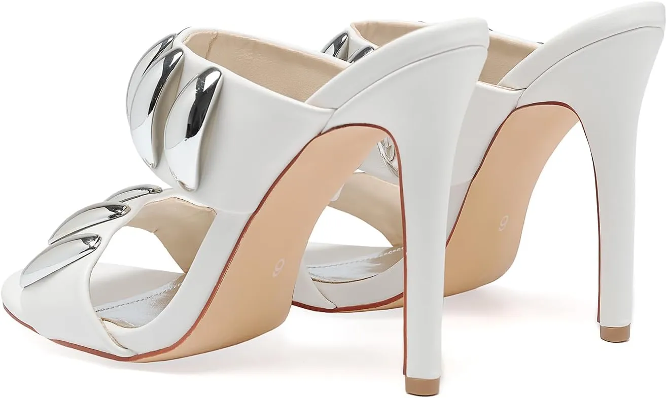 Womens Stiletto Heel Sandals Jeweled Pointed Open-Toe Dressy Weddings Parties Nightclub Shoes
