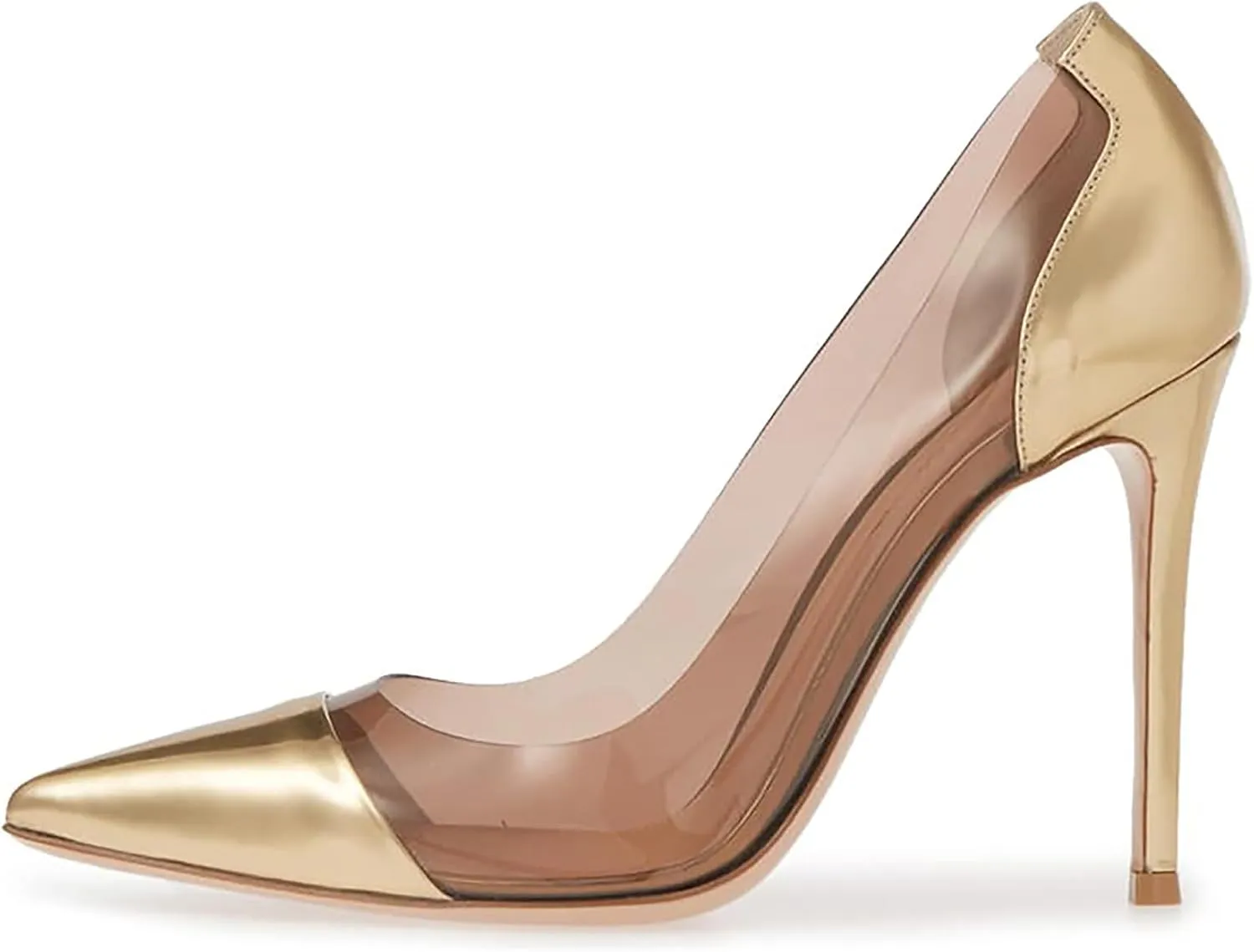 Women's Transparent Clear Stiletto High Heel Pumps, Sexy Closed Toe Pointed Toe Court Shoes, Elegant Slip On Dress Party Wedding Basic High Heel Pumps