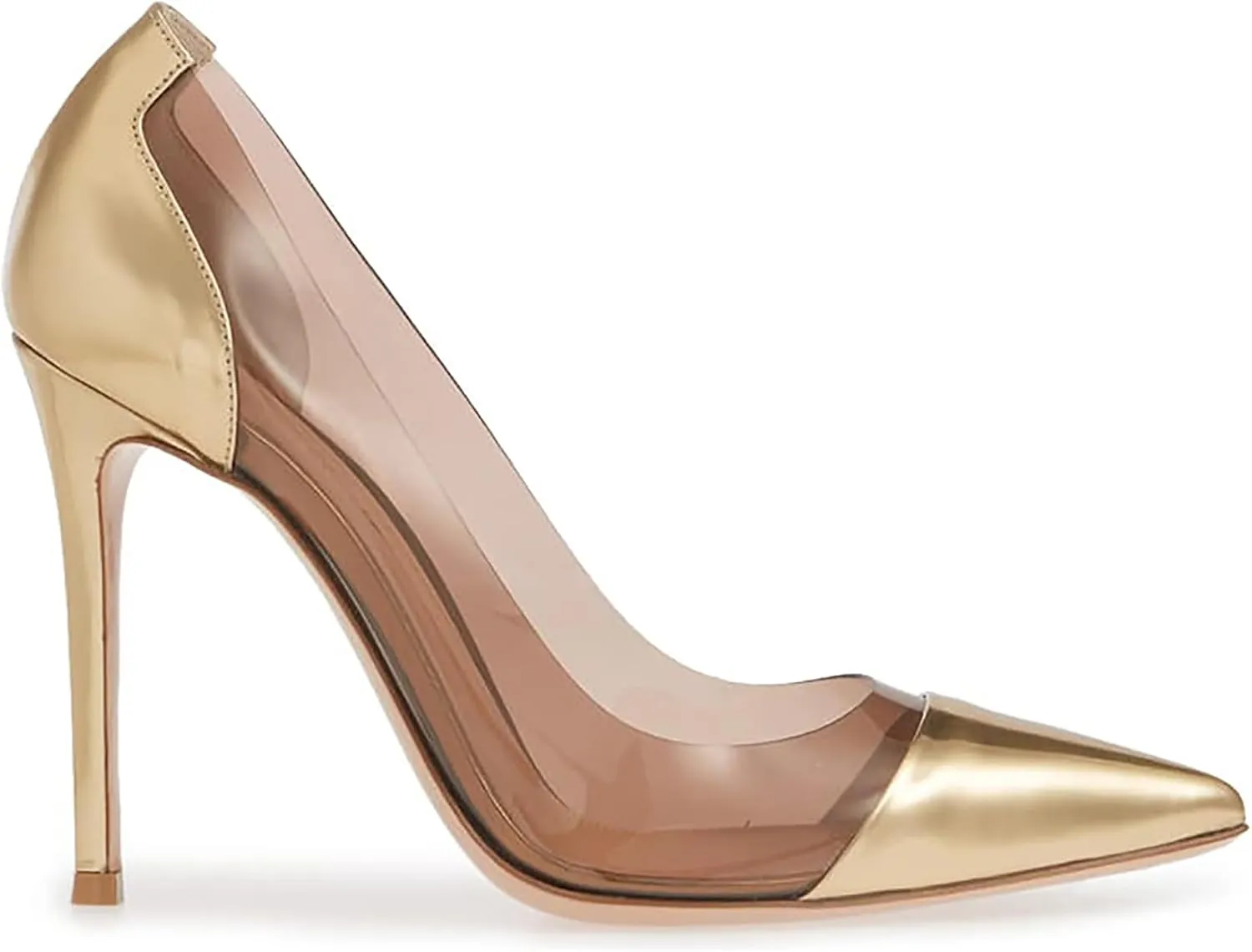 Women's Transparent Clear Stiletto High Heel Pumps, Sexy Closed Toe Pointed Toe Court Shoes, Elegant Slip On Dress Party Wedding Basic High Heel Pumps