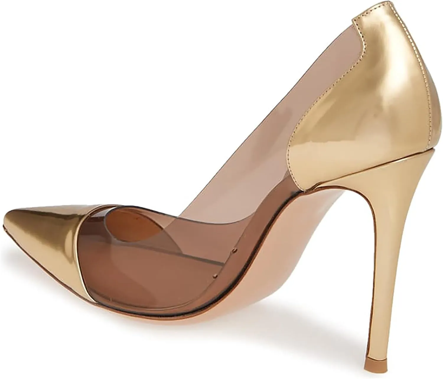 Women's Transparent Clear Stiletto High Heel Pumps, Sexy Closed Toe Pointed Toe Court Shoes, Elegant Slip On Dress Party Wedding Basic High Heel Pumps