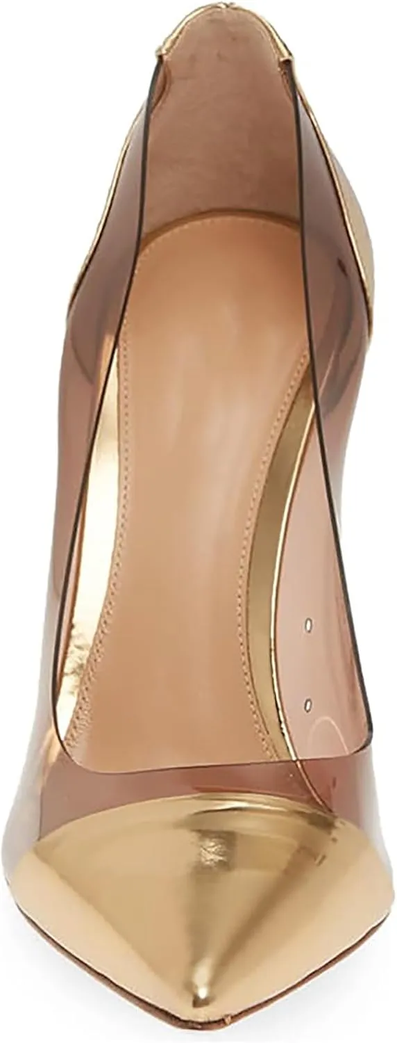 Women's Transparent Clear Stiletto High Heel Pumps, Sexy Closed Toe Pointed Toe Court Shoes, Elegant Slip On Dress Party Wedding Basic High Heel Pumps