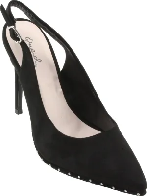 Women's Vava-02AX Faux Suede Pointed Toe Sling Back Dress High Heels (6.5, Black)