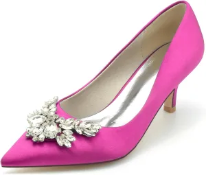 Women's Wedding Party Rhinestones Shoes Pointed Toe Lace Evening Shoes Low Heel Prom Dress Bridal Shoes