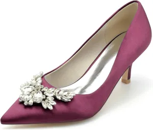 Women's Wedding Party Rhinestones Shoes Pointed Toe Lace Evening Shoes Low Heel Prom Dress Bridal Shoes