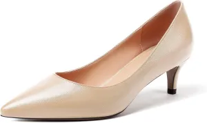 YODEKS Women's Kitten Heel Pumps Pointed Toe Low Heel Pumps Slip on Comfort Dress Shoes 2 Inches Heels for Party Wedding Dress